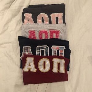 Assorted AOII ΑOPI ALPHA OMICRON PI Letter Tees